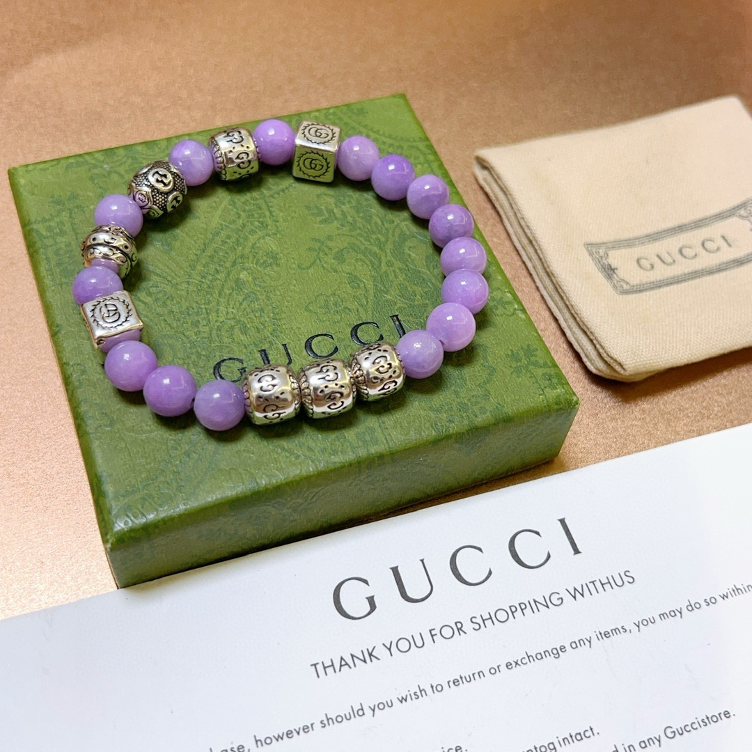   新品发布 👒𝐆𝐮𝐜𝐜𝐢古驰手链👨👩奢华古驰手串 🔮紫水晶手链水晶男女同款 最新款全件串珠手链档次更高