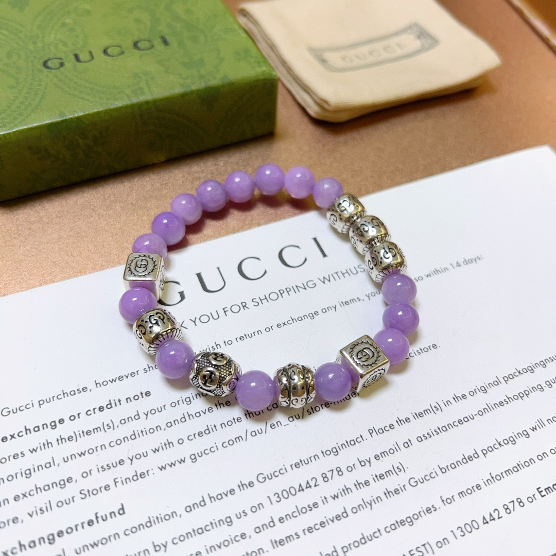  新品发布 👒𝐆𝐮𝐜𝐜𝐢古驰手链👨👩奢华古驰手串 🔮紫水晶手链水晶男女同款 最新款全件串珠手链档次更高