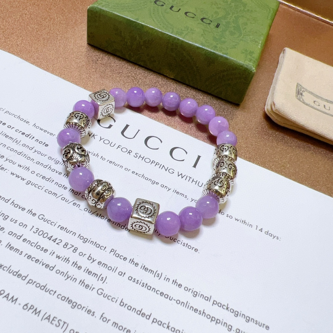   新品发布 👒𝐆𝐮𝐜𝐜𝐢古驰手链👨👩奢华古驰手串 🔮紫水晶手链水晶男女同款 最新款全件串珠手链档次更高