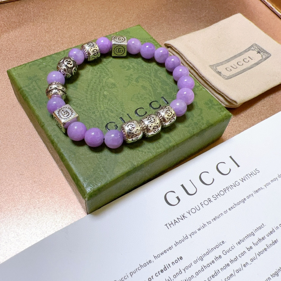   新品发布 👒𝐆𝐮𝐜𝐜𝐢古驰手链👨👩奢华古驰手串 🔮紫水晶手链水晶男女同款 最新款全件串珠手链档次更高
