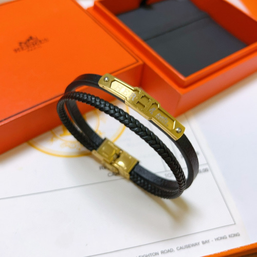 Hermes Anger Forest Leather Bracelet 18k Gold Classic Series Accessories