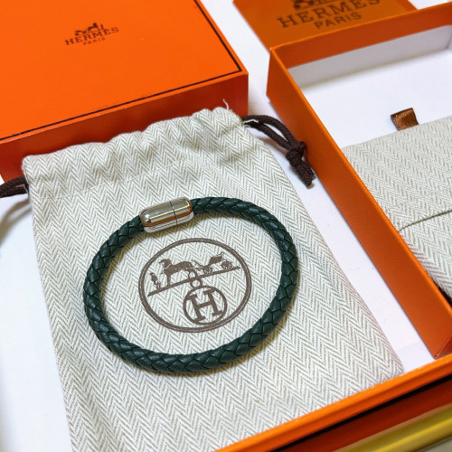 Hermès Leather Braided Bracelet Thickened Platinum Edition Unisex Jewelry
