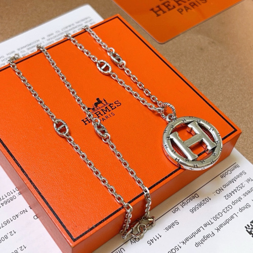Hermes Silver-Tone Pig Nose Pendant Necklace, Iconic Design 1 Hermes Silver-Tone Pig Nose Pendant Necklace, Iconic Design
