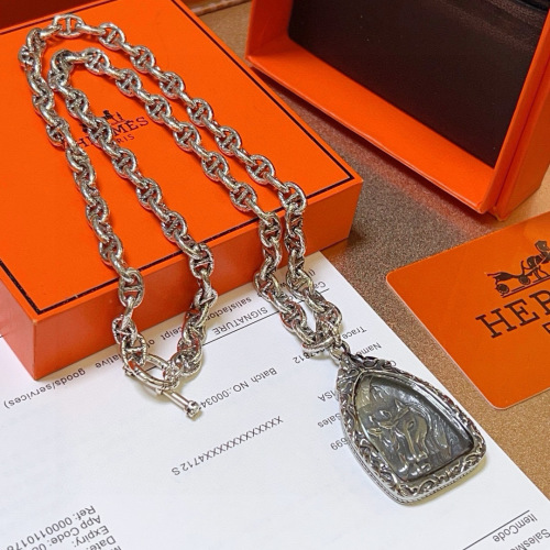 Hermes Horse Pendant Necklace, Silver Chain, Designer Jewelry