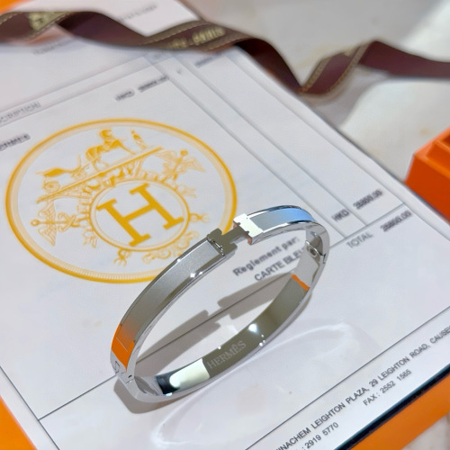 Hermes Clic H Enamel Bracelet Silver Tone Bangle for Women 1 Hermes Clic H Enamel Bracelet Silver Tone Bangle for Women