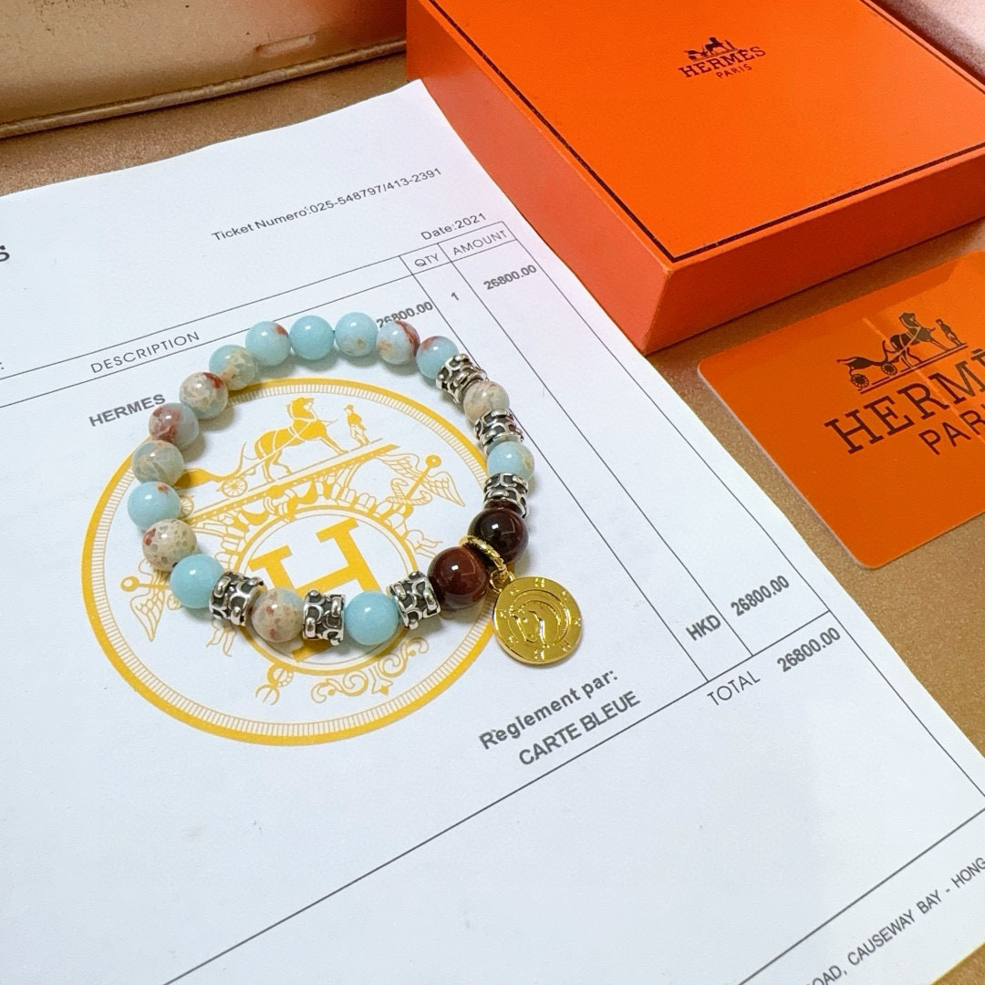  新品发布 👒Hermas爱马仕手链👨👩奢华爱马仕手串 天然石手链男女同款 最新款全件串珠手链档次更高