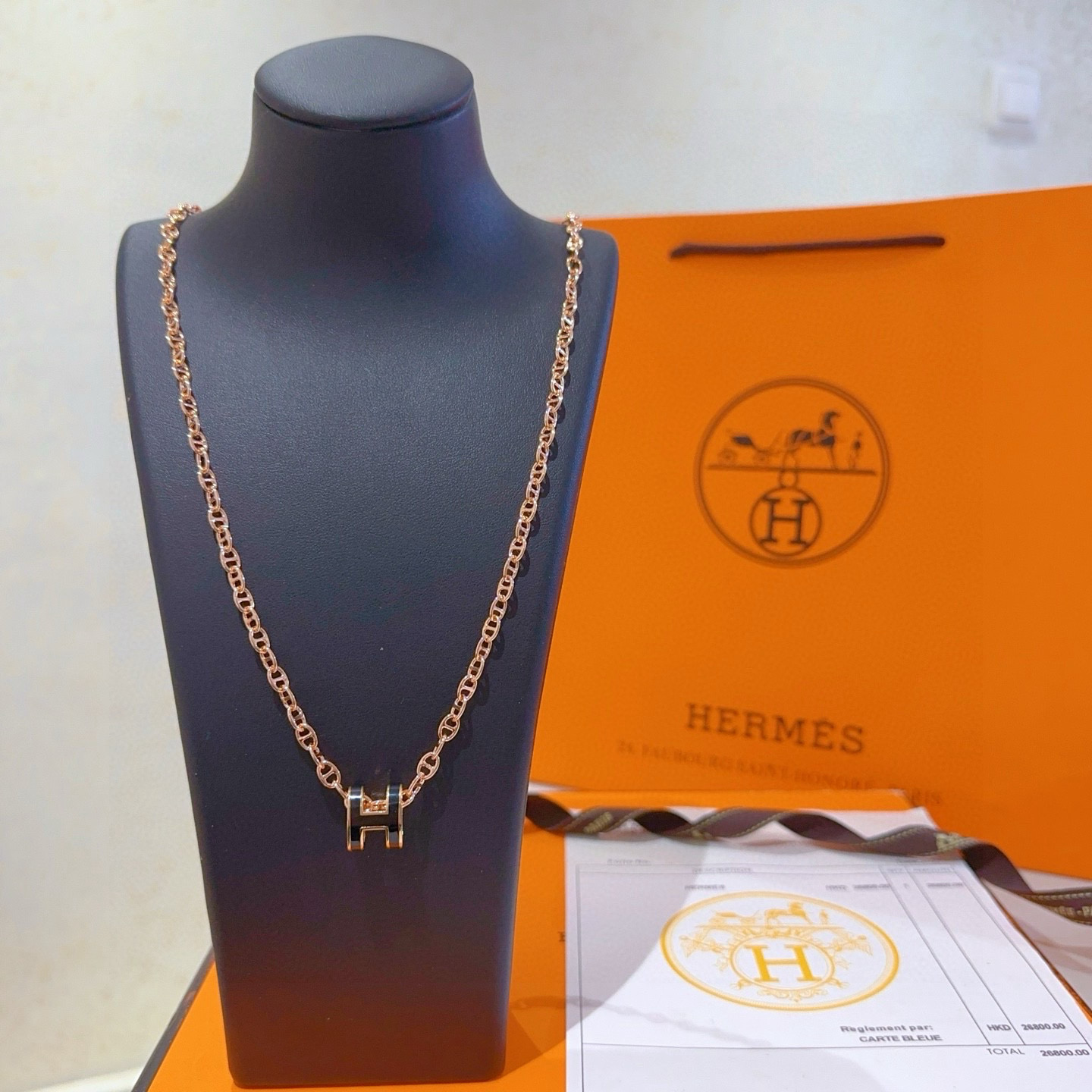  🌀🌟HERMES  爱马仕项链 H字母椭圆系列首饰 进口珐琅镀.猪鼻子链条经典搭配 边上logo清晰，