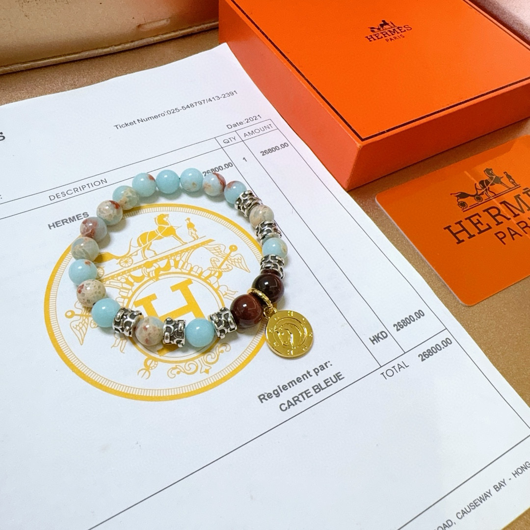   新品发布 👒Hermas爱马仕手链👨👩奢华爱马仕手串 天然石手链男女同款 最新款全件串珠手链档次更高