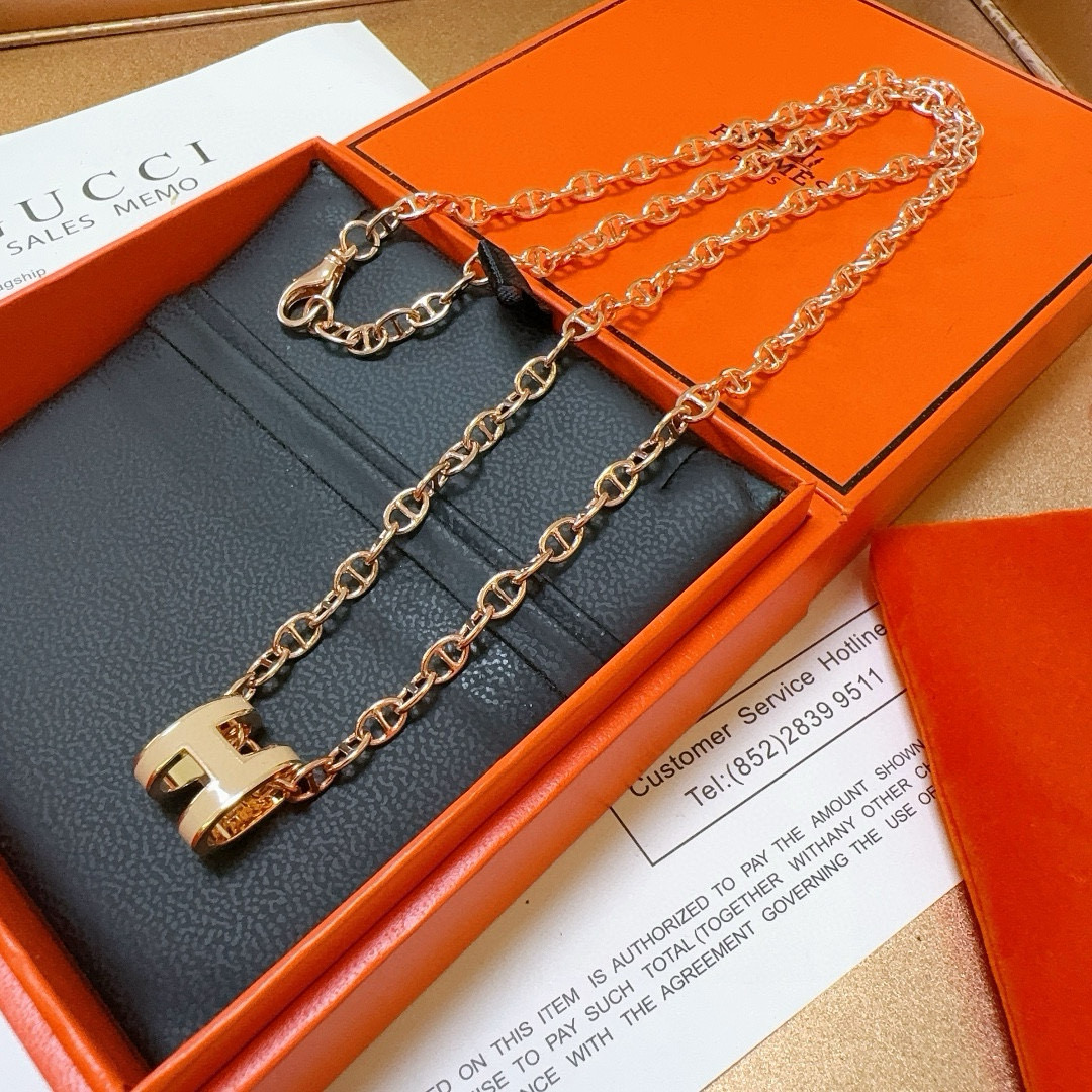 🐴🐴🐴 爱马仕项链 新品发布 HERMES 必备款猪鼻子系列首饰 高端定制.高端链条经典搭配 新品 简单