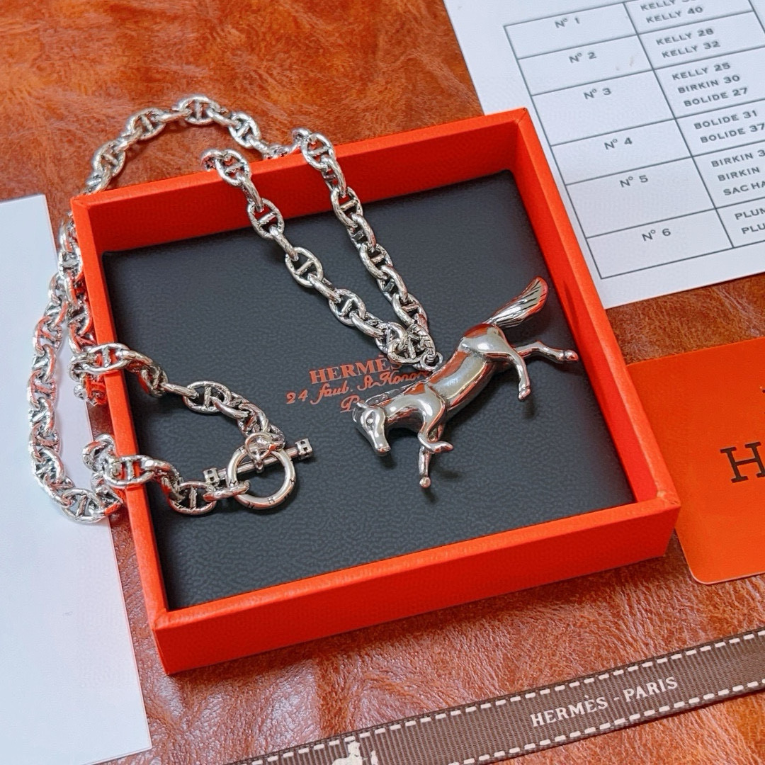 🐴🐴🐴 爱马仕项链 新品发布 HERMES 必备款猪鼻子系列首饰 高端定制.高端链条经典搭配 新品 简单