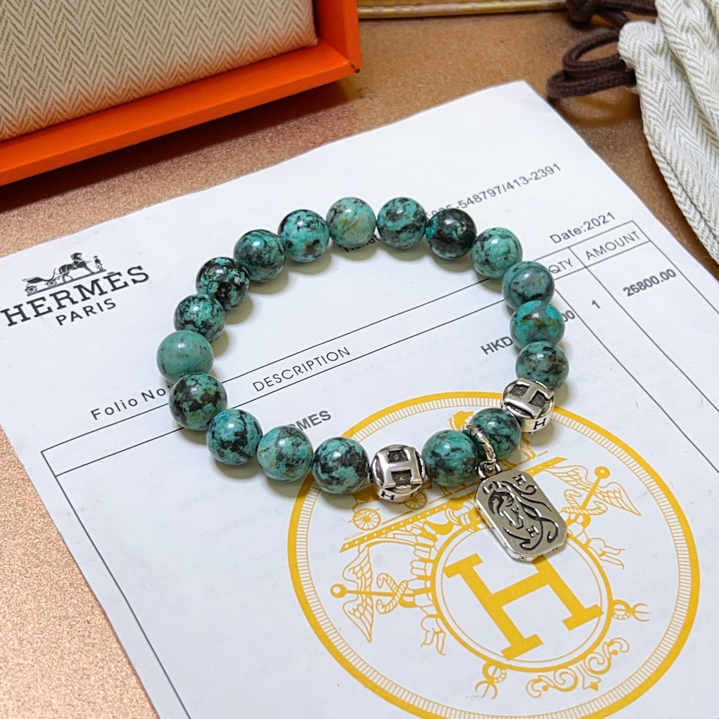   新品发布 👒Hermas爱马仕手链👨👩奢华爱马仕手串 天然石蛇皮石手链男女同款 最新款全件串珠手链档