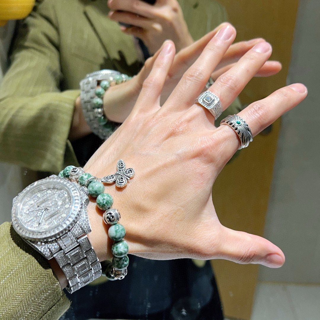   𝐆𝐮𝐜𝐜𝐢古驰手链男女同款 最新款天然水晶手链档次更高明星同款Anger Forest系列双g药王🌃