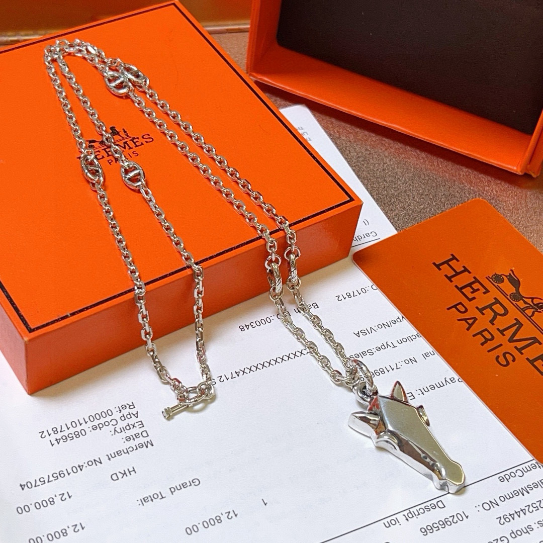 。🌀🌟HERMES  爱马仕项链 马头项链系列首饰 进口定制.高端链条经典搭配 新品 简单时尚🌟专柜一致
