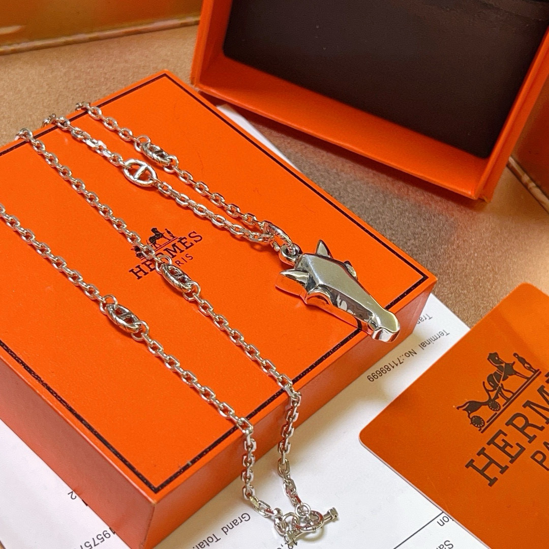 。🌀🌟HERMES  爱马仕项链 马头项链系列首饰 进口定制.高端链条经典搭配 新品 简单时尚🌟专柜一致