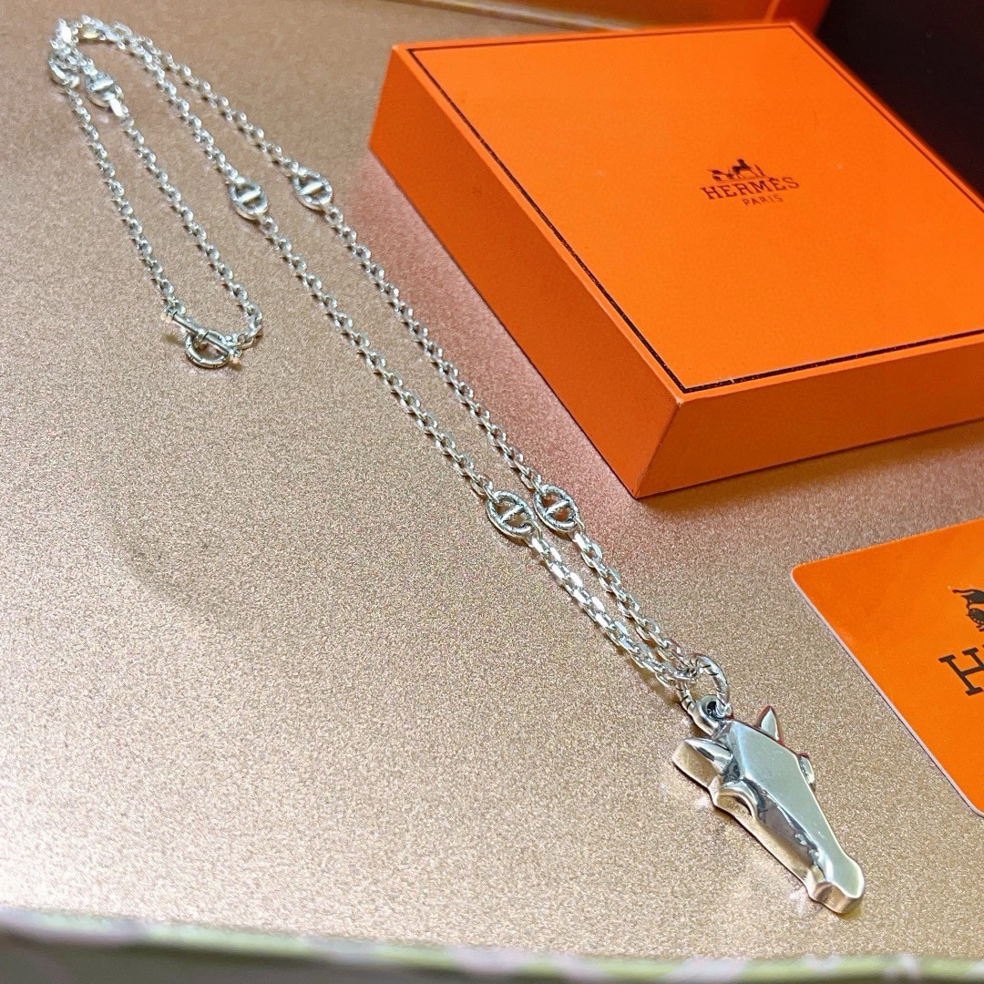。🌀🌟HERMES  爱马仕项链 马头项链系列首饰 进口定制.高端链条经典搭配 新品 简单时尚🌟专柜一致
