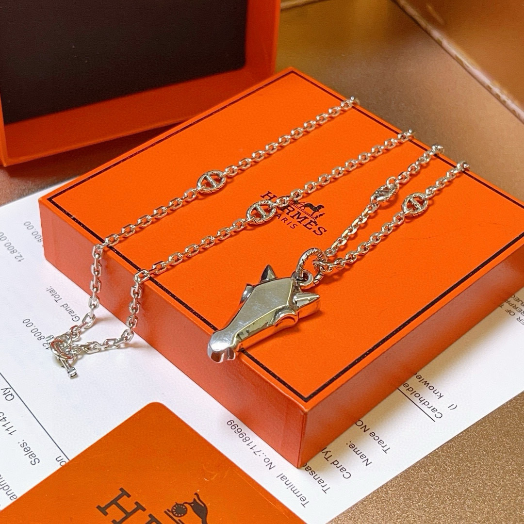 。🌀🌟HERMES  爱马仕项链 马头项链系列首饰 进口定制.高端链条经典搭配 新品 简单时尚🌟专柜一致