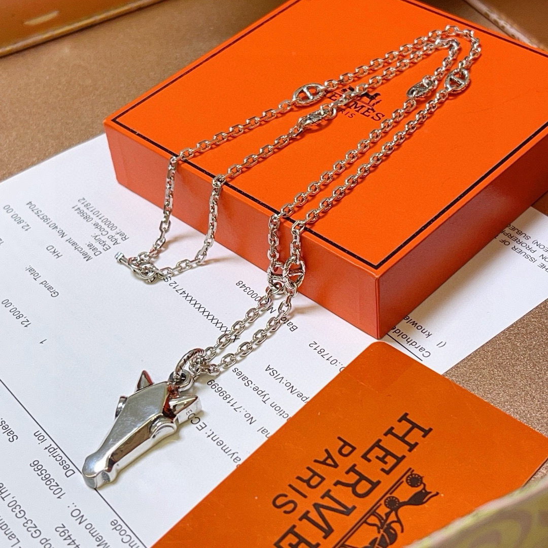 。🌀🌟HERMES  爱马仕项链 马头项链系列首饰 进口定制.高端链条经典搭配 新品 简单时尚🌟专柜一致