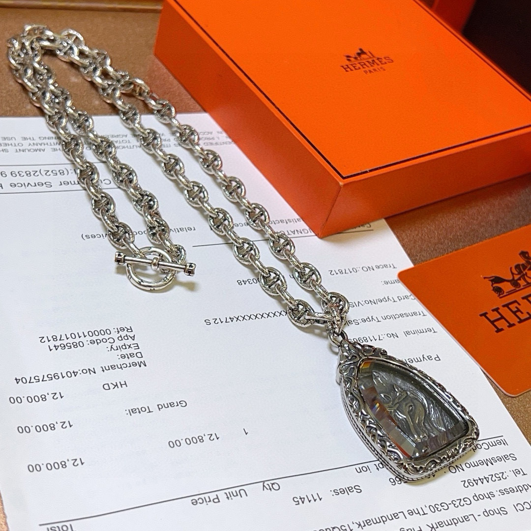 。🌀🌟HERMES  爱马仕项链 马牌项链系列首饰 进口定制.高端链条经典搭配 新品 简单时尚🌟专柜一致