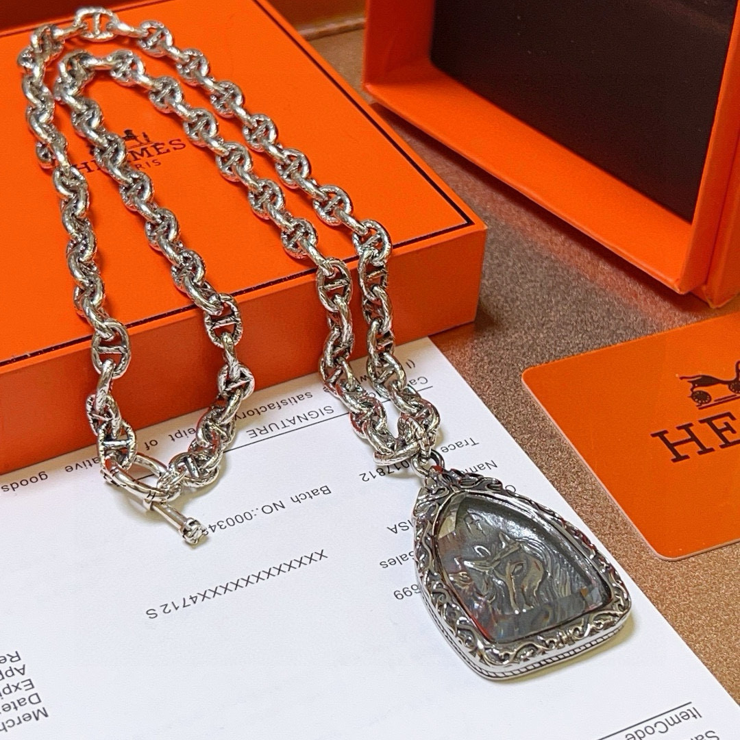 。🌀🌟HERMES  爱马仕项链 马牌项链系列首饰 进口定制.高端链条经典搭配 新品 简单时尚🌟专柜一致
