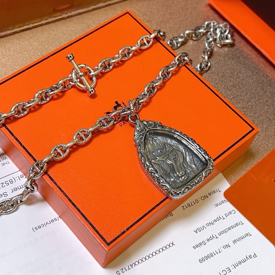 。🌀🌟HERMES  爱马仕项链 马牌项链系列首饰 进口定制.高端链条经典搭配 新品 简单时尚🌟专柜一致