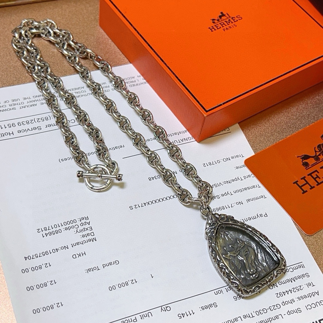 。🌀🌟HERMES  爱马仕项链 马牌项链系列首饰 进口定制.高端链条经典搭配 新品 简单时尚🌟专柜一致