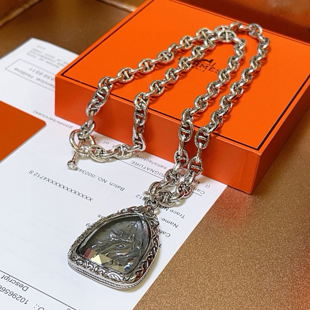 。🌀🌟HERMES  爱马仕项链 马牌项链系列首饰 进口定制.高端链条经典搭配 新品 简单时尚🌟专柜一致