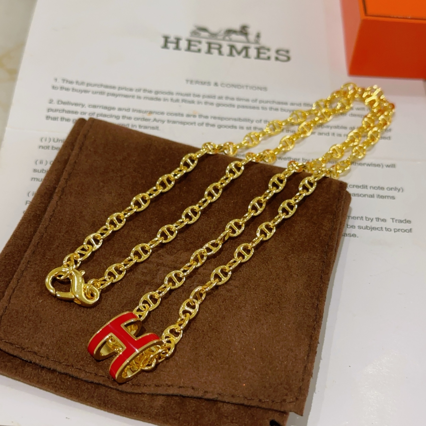  🌀🌟HERMES  爱马仕项链 H字母椭圆系列首饰 进口珐琅镀.猪鼻子链条经典搭配 原版logo新品 