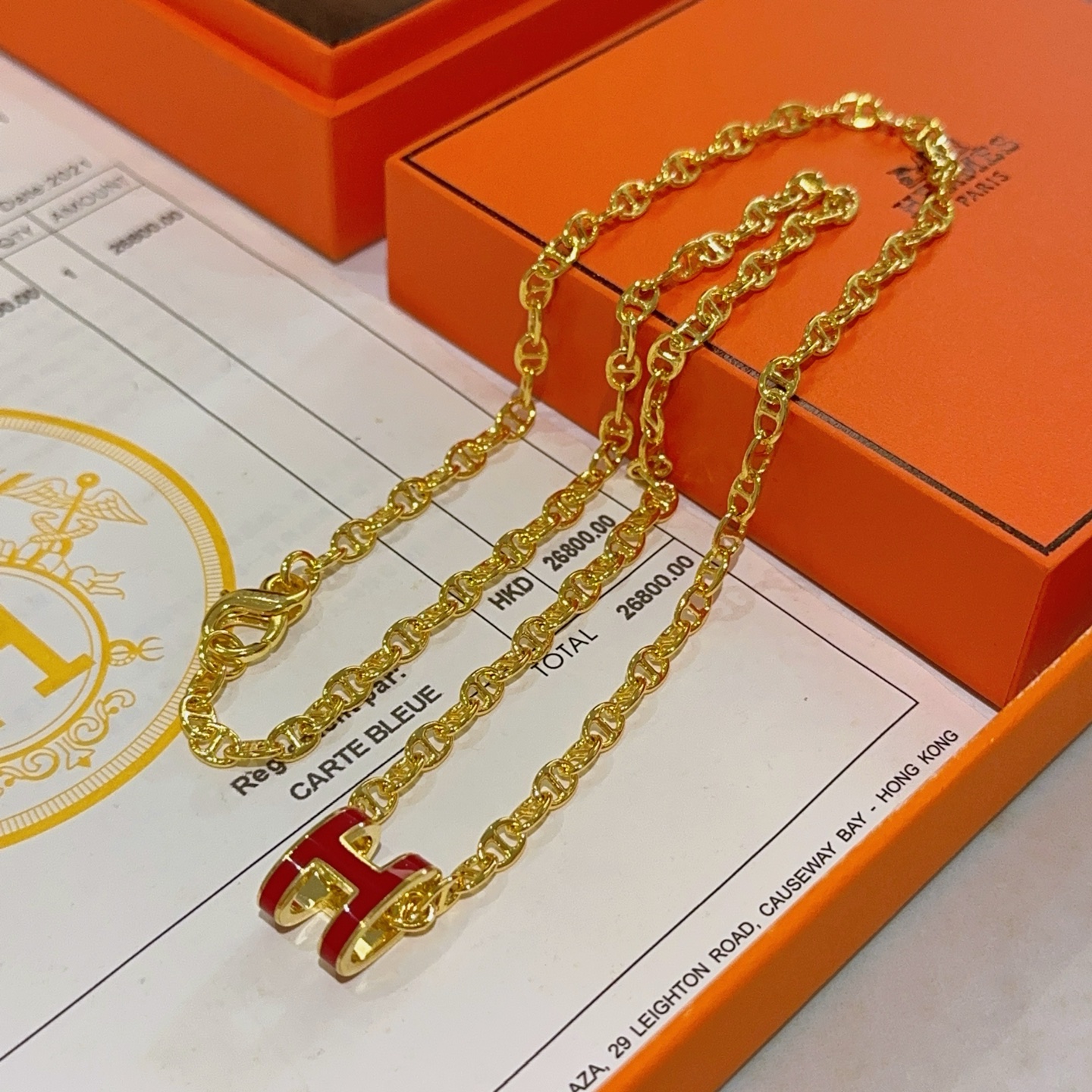  🌀🌟HERMES  爱马仕项链 H字母椭圆系列首饰 进口珐琅镀.猪鼻子链条经典搭配 原版logo新品 
