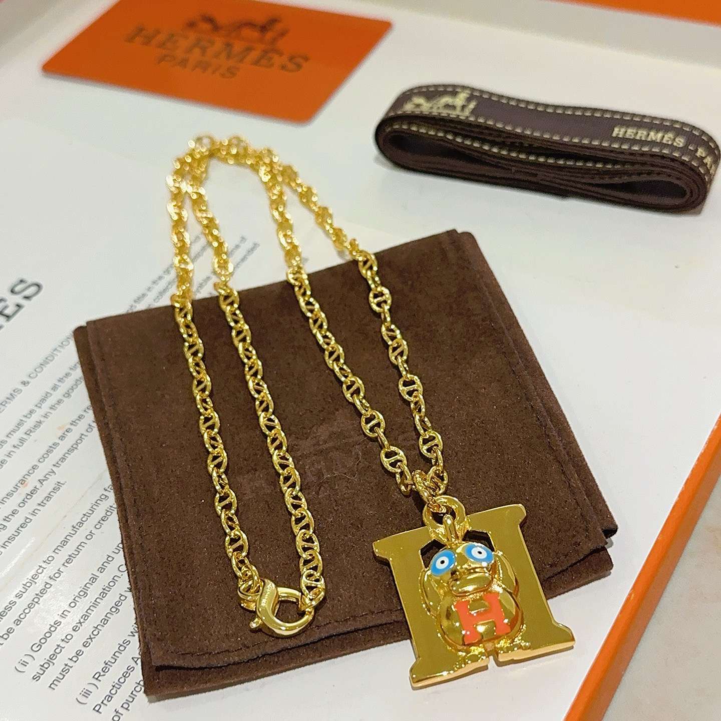  🌀🌟HERMES  爱马仕项链 H字母椭圆系列首饰 进口珐琅镀.猪鼻子链条经典搭配 原版logo新品 