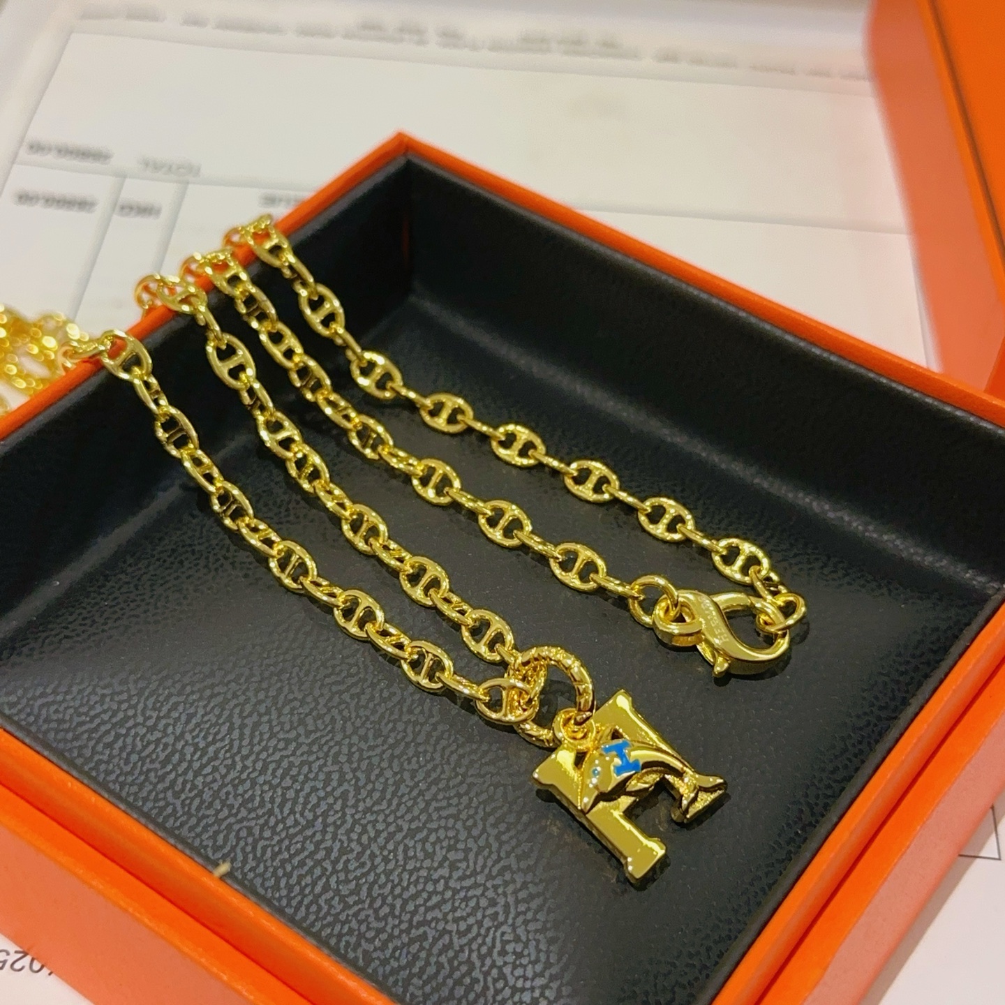  🌀🌟HERMES  爱马仕项链 H字母椭圆系列首饰 进口珐琅镀.猪鼻子链条经典搭配 原版logo新品 