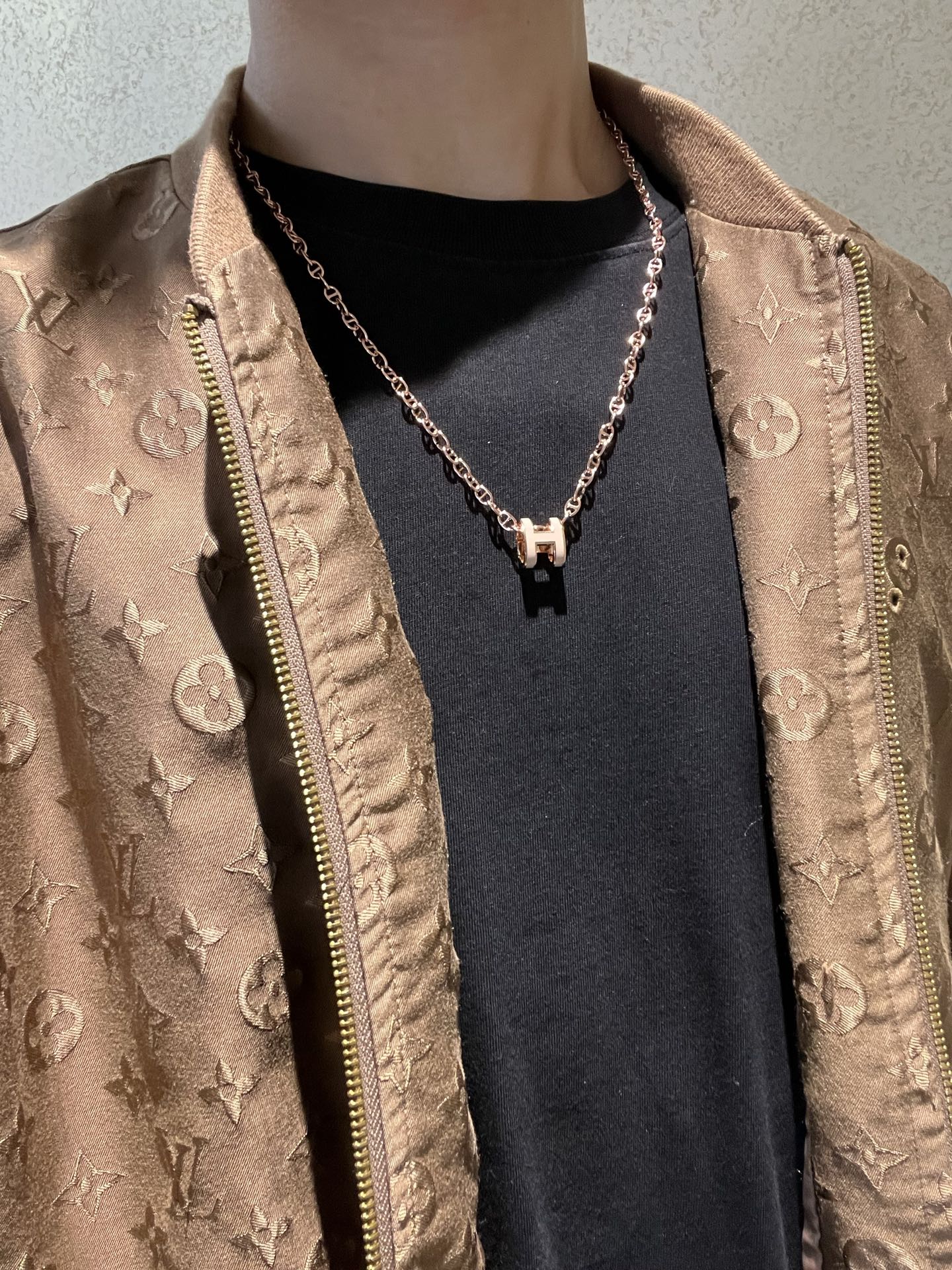  🌀🌟HERMES  爱马仕项链 H字母椭圆系列首饰 进口珐琅镀.猪鼻子链条经典搭配 原版logo新品 