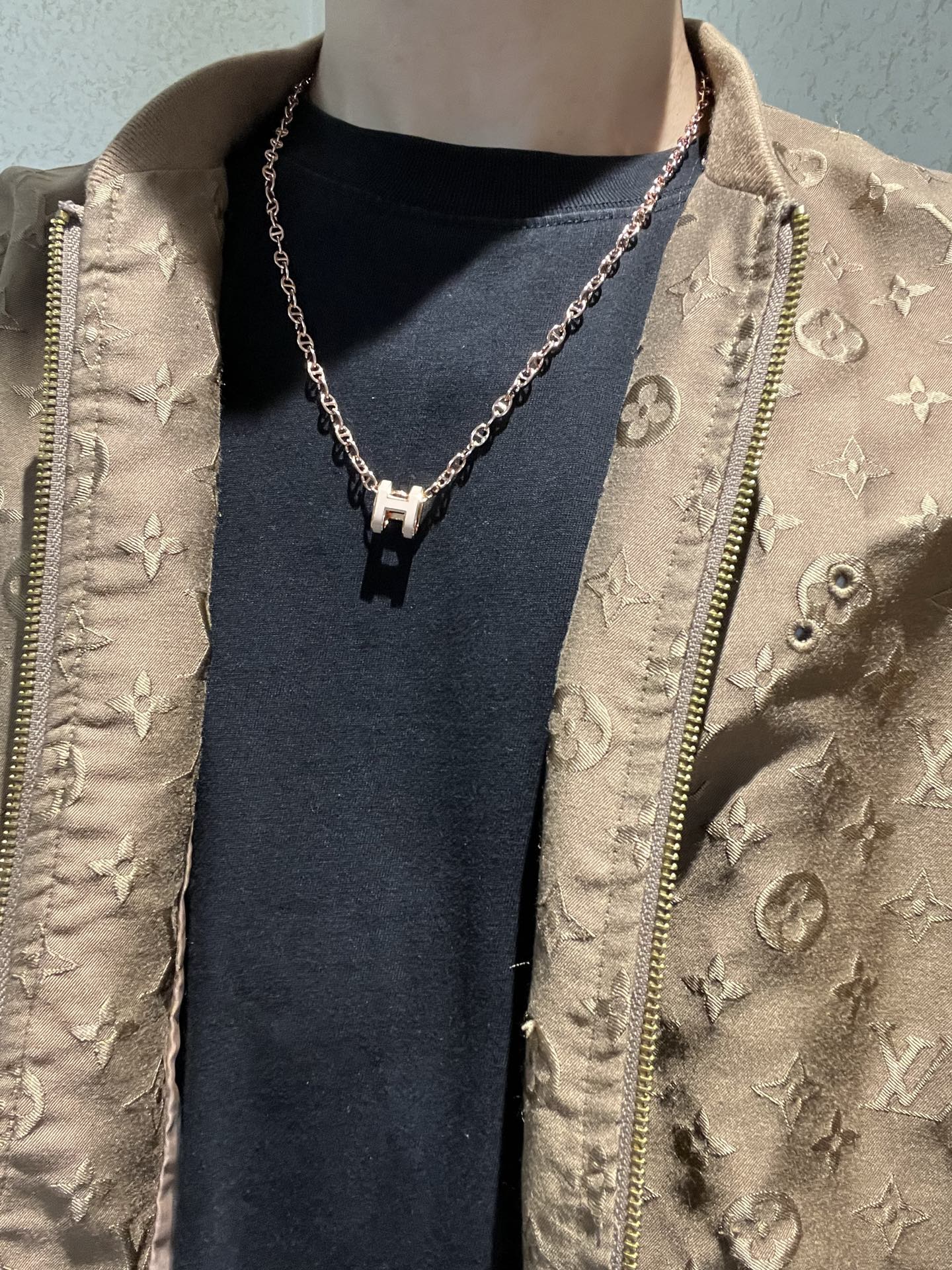  🌀🌟HERMES  爱马仕项链 H字母椭圆系列首饰 进口珐琅镀.猪鼻子链条经典搭配 原版logo新品 