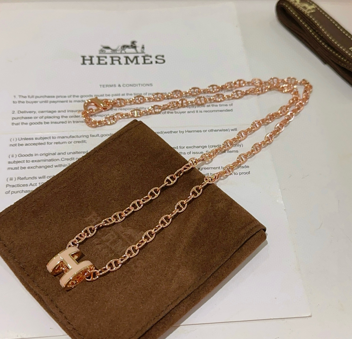  🌀🌟HERMES  爱马仕项链 H字母椭圆系列首饰 进口珐琅镀.猪鼻子链条经典搭配 原版logo新品 