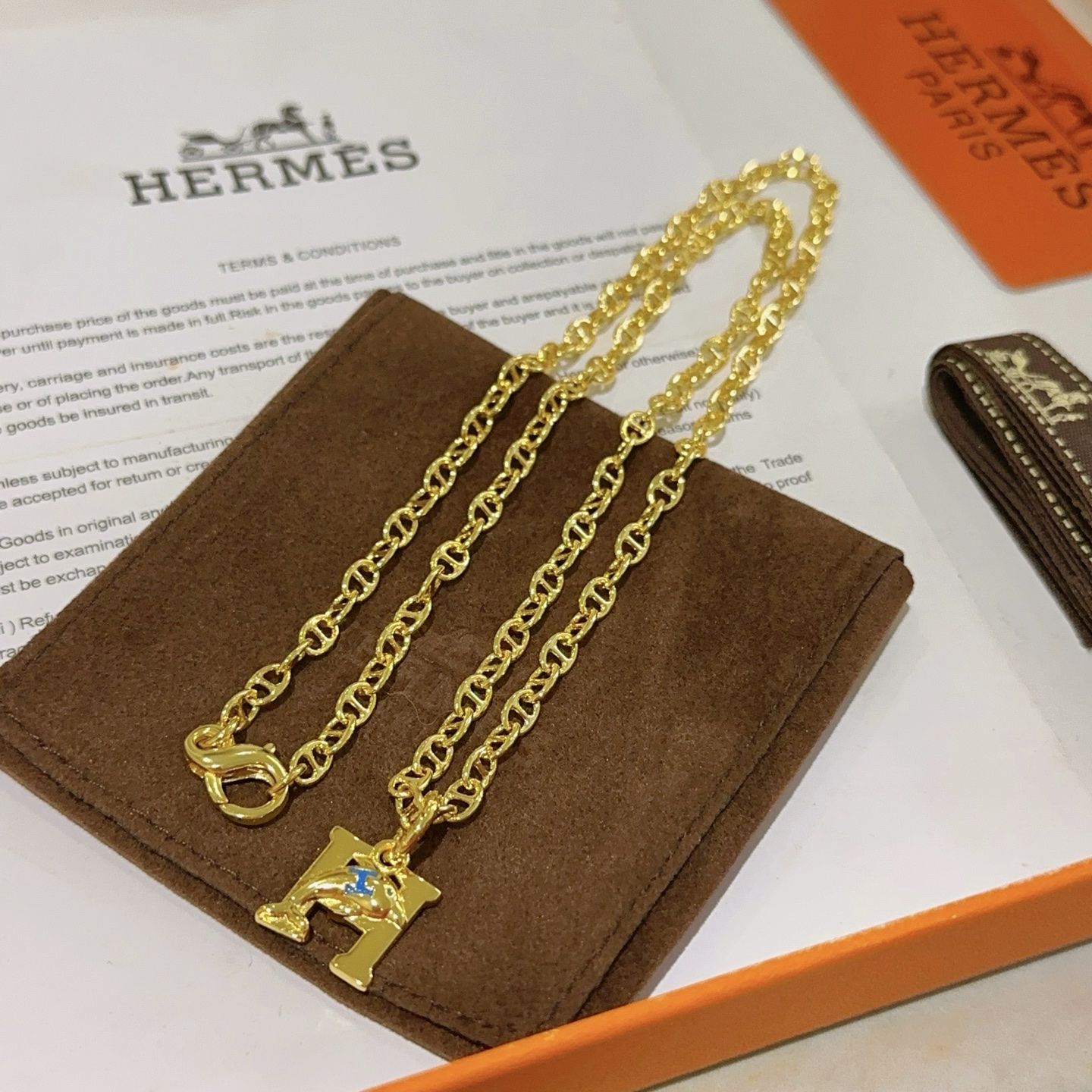  🌀🌟HERMES  爱马仕项链 H字母椭圆系列首饰 进口珐琅镀.猪鼻子链条经典搭配 原版logo新品 