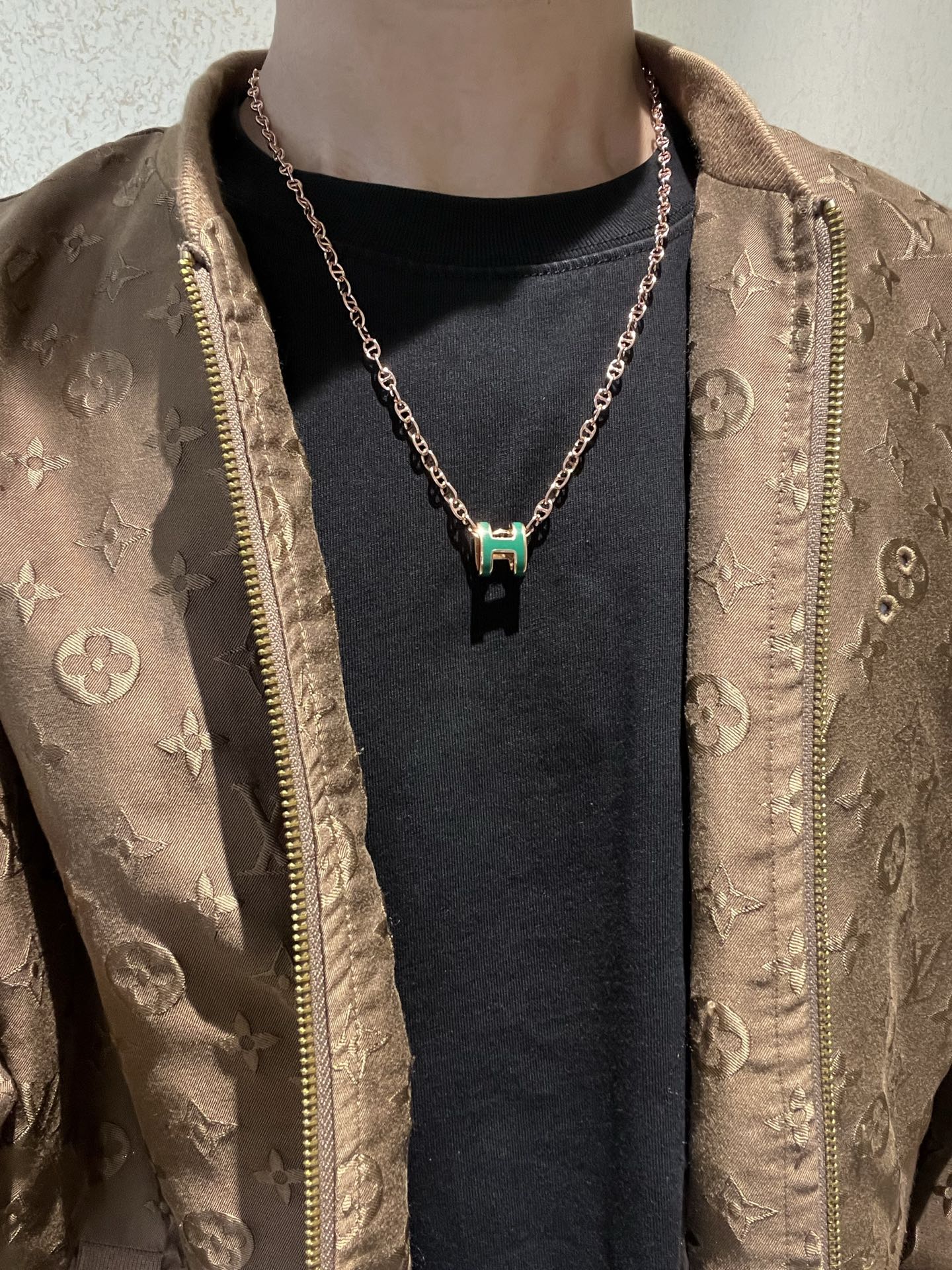  🌀🌟HERMES  爱马仕项链 H字母椭圆系列首饰 进口珐琅镀.猪鼻子链条经典搭配 原版logo新品 