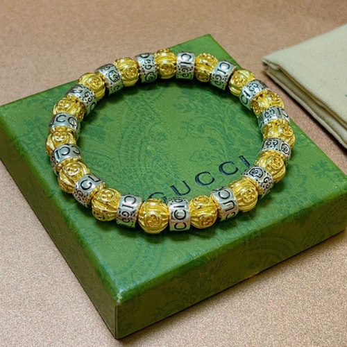 Gucci Gold & Silver Interlocking G Bead Bracelet Unisex, 16-25cm 1 Gucci Gold & Silver Interlocking G Bead Bracelet Unisex, 16-25cm
