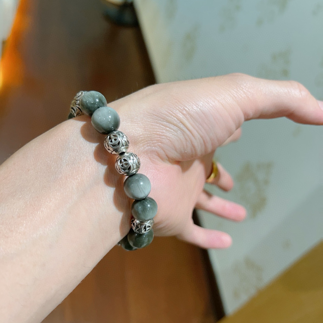   𝐆𝐮𝐜𝐜𝐢古驰手链男女同款 最新款天然灰晶石手链档次更高明星同款Anger Forest系列双g灰晶