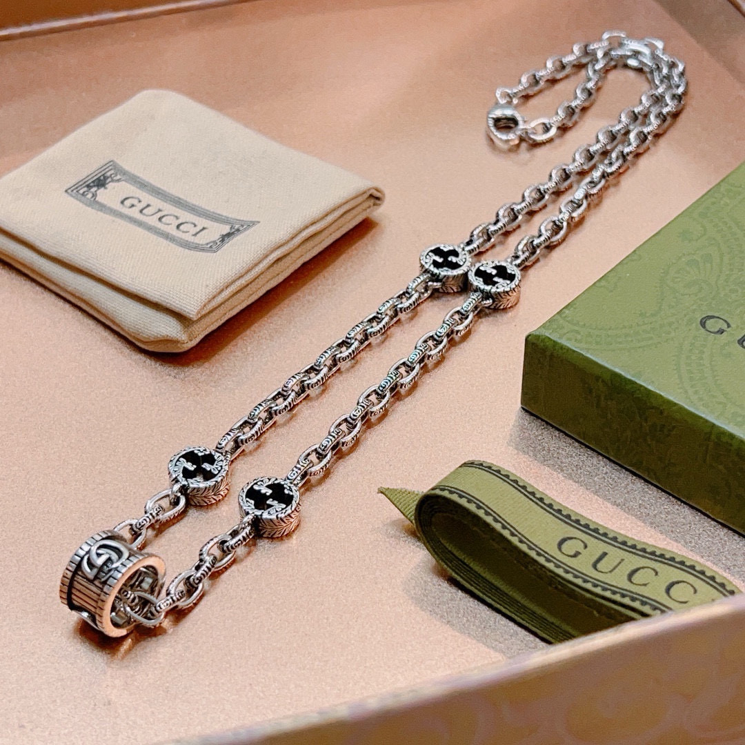 Gucci古驰ダブルGリングネックレス Anger Forestシリーズ