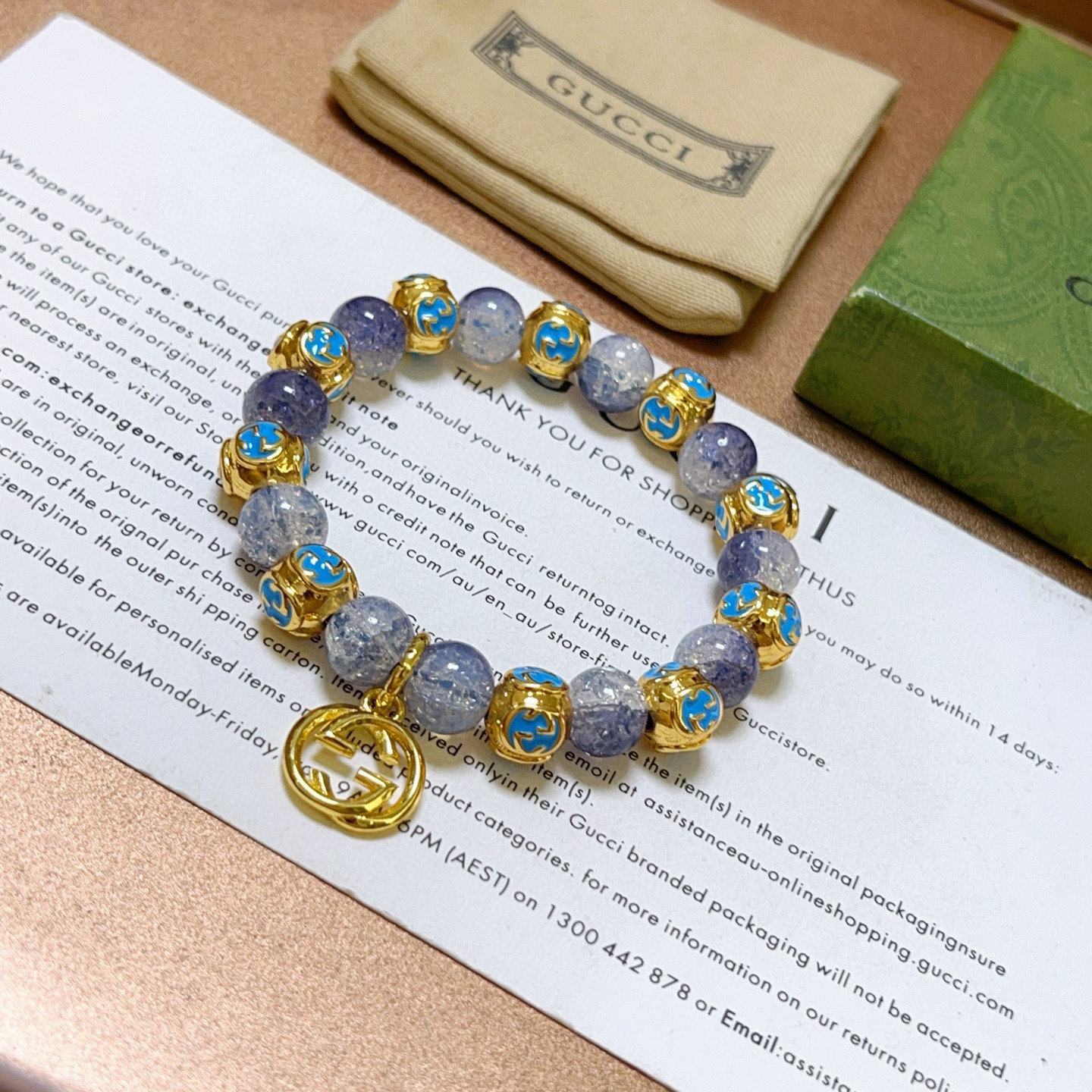 Gucci古驰手链 天然石水晶 男女兼用 Anger Forestシリーズ