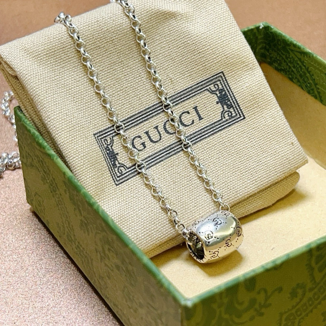 Gucci古驰Anger ForestシリーズダブルGクラシックデザイン復古銀ネックレス