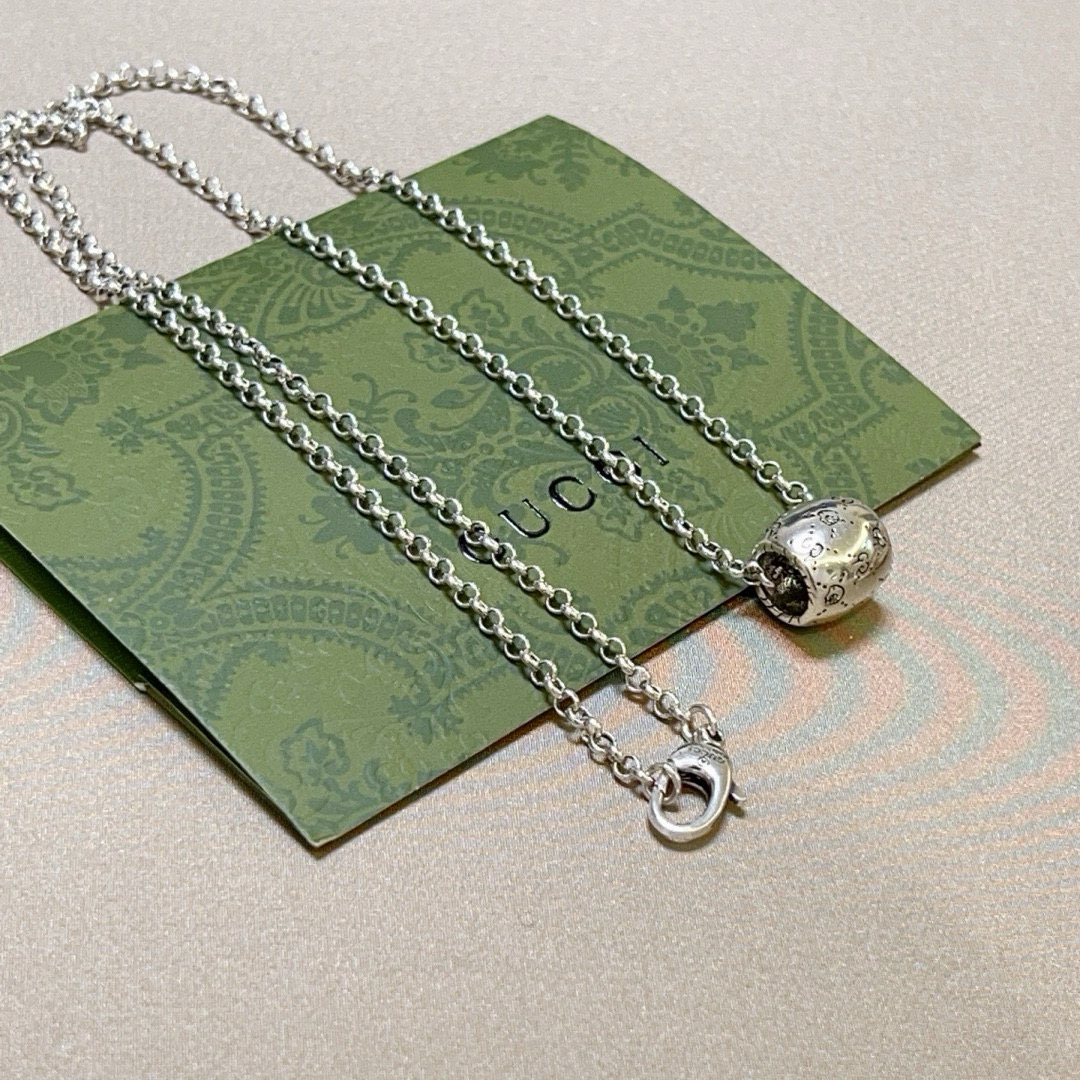 Gucci古驰Anger ForestシリーズダブルGクラシックデザイン復古銀ネックレス