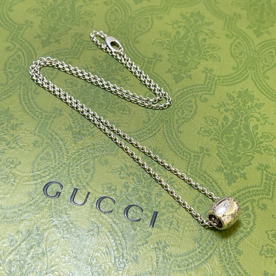 Gucci古驰Anger ForestシリーズダブルGクラシックデザイン復古銀ネックレス
