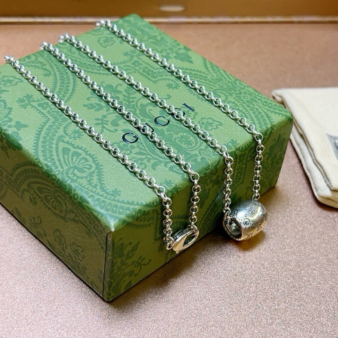 Gucci古驰Anger ForestシリーズダブルGクラシックデザイン復古銀ネックレス