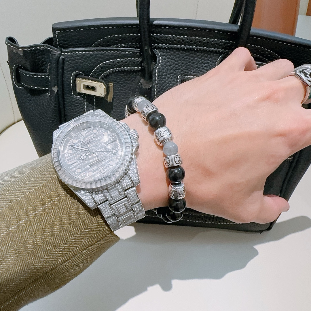 Gucci古驰男女兼用天然石黒玛瑙手链 - Anger Forestシリーズ