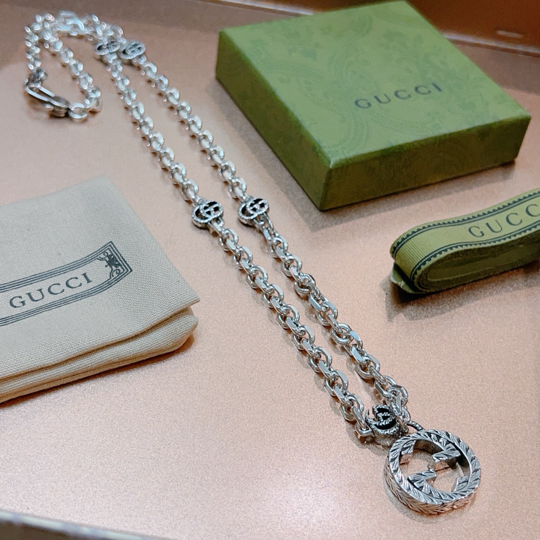 Gucci古驰チェーンネックレス Anger Forestシリーズの双Gデザイン
