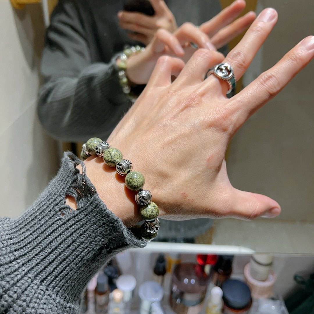 Gucci古驰手链男女同款 Anger Forestシリーズ天然石薬王石手链