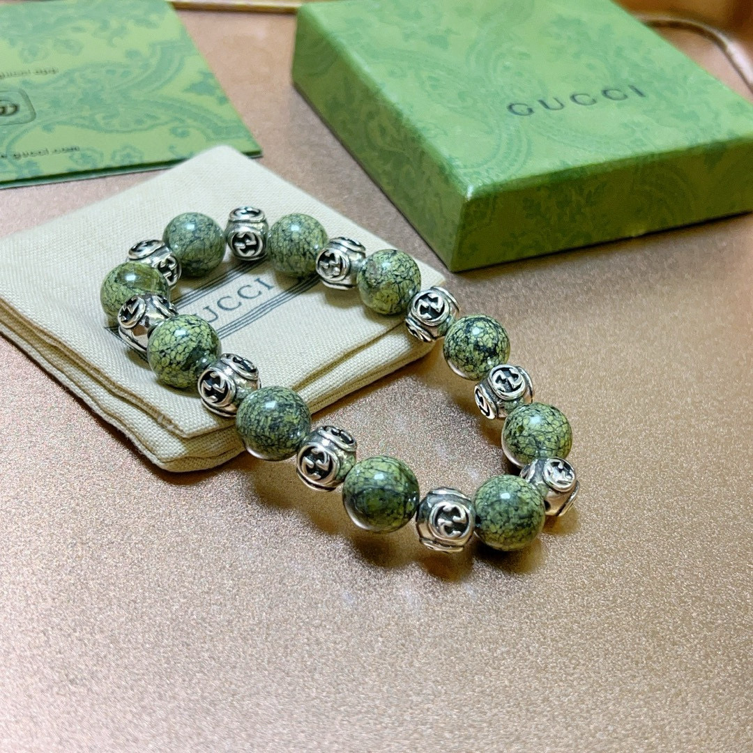 Gucci古驰手链男女同款 Anger Forestシリーズ天然石薬王石手链