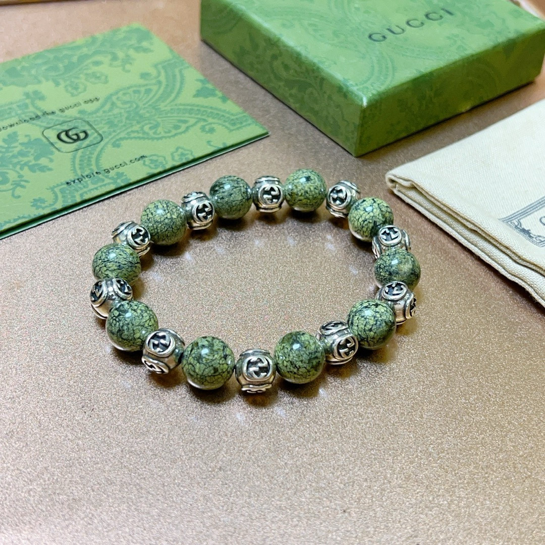 Gucci古驰手链男女同款 Anger Forestシリーズ天然石薬王石手链