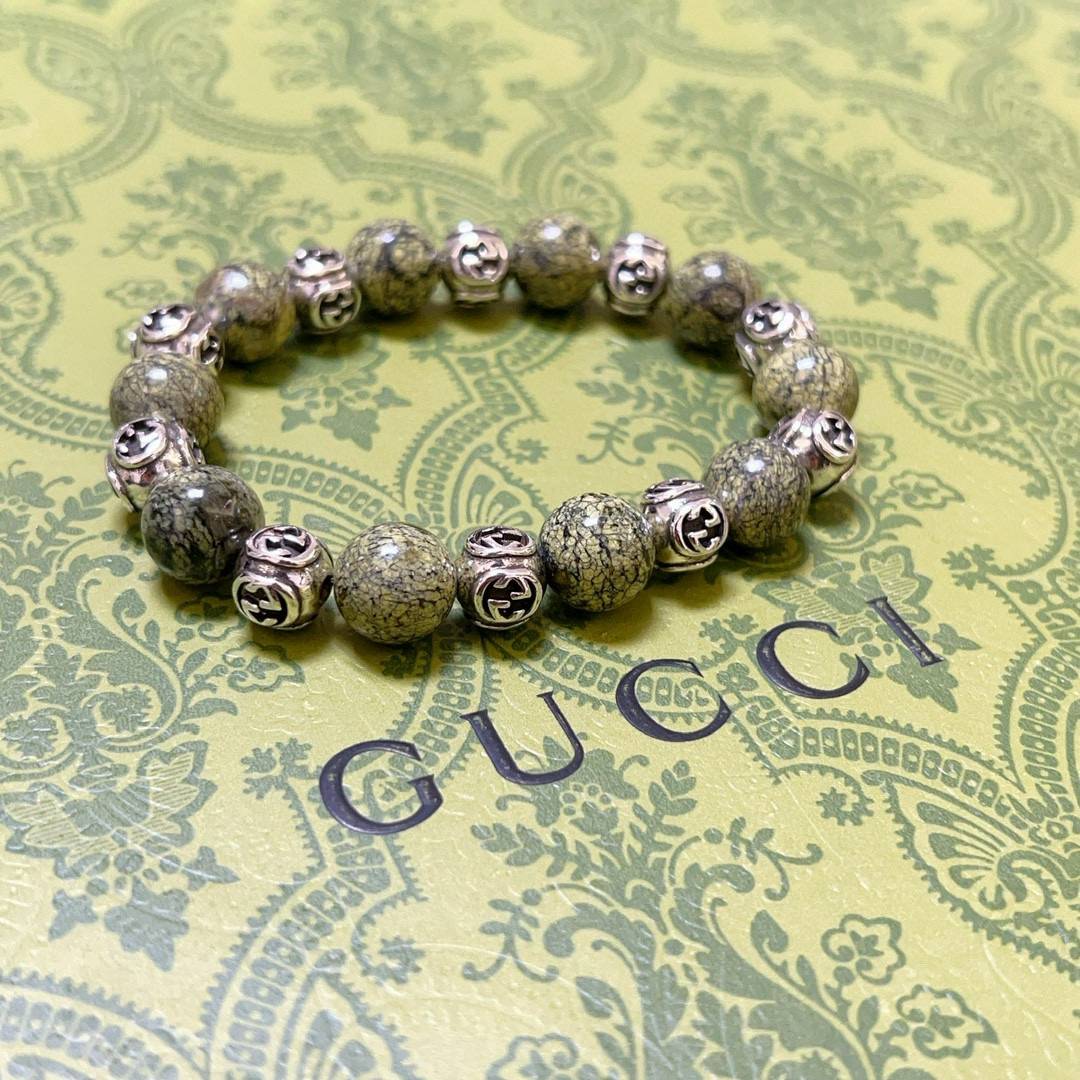 Gucci古驰手链男女同款 Anger Forestシリーズ天然石薬王石手链