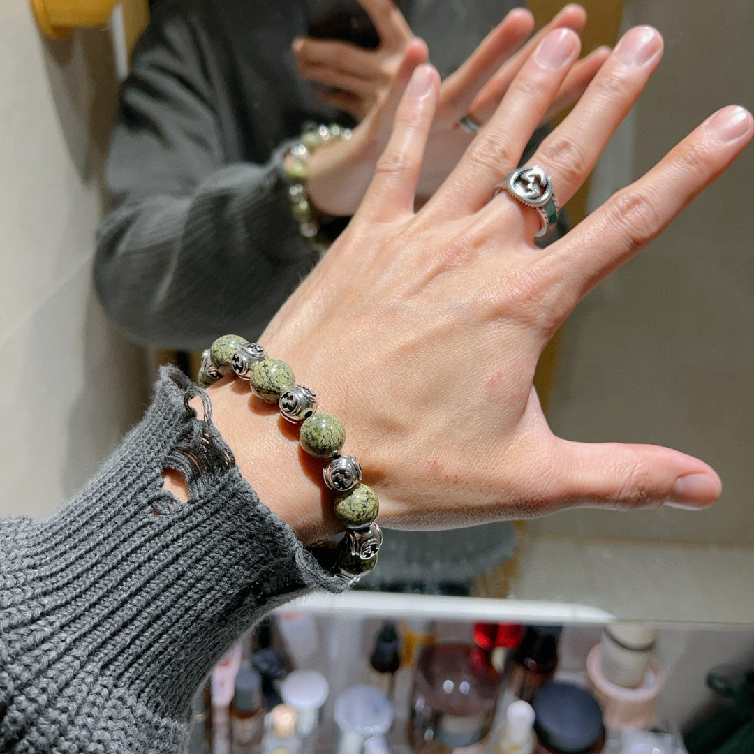 Gucci古驰手链男女同款 Anger Forestシリーズ天然石薬王石手链